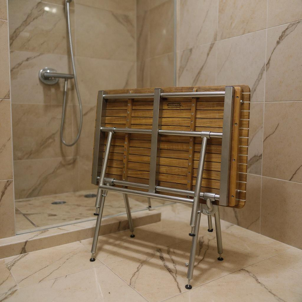 549366 18 x 40 in. Brown Teak Rectangular Shower Bench