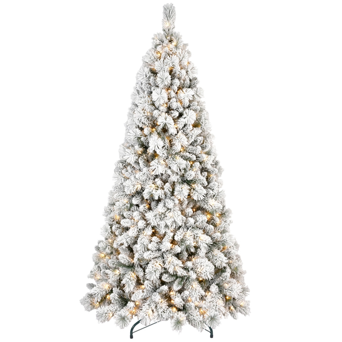 713097 7 ft. Pre Lit Full Flocked Pine Christmas Tree
