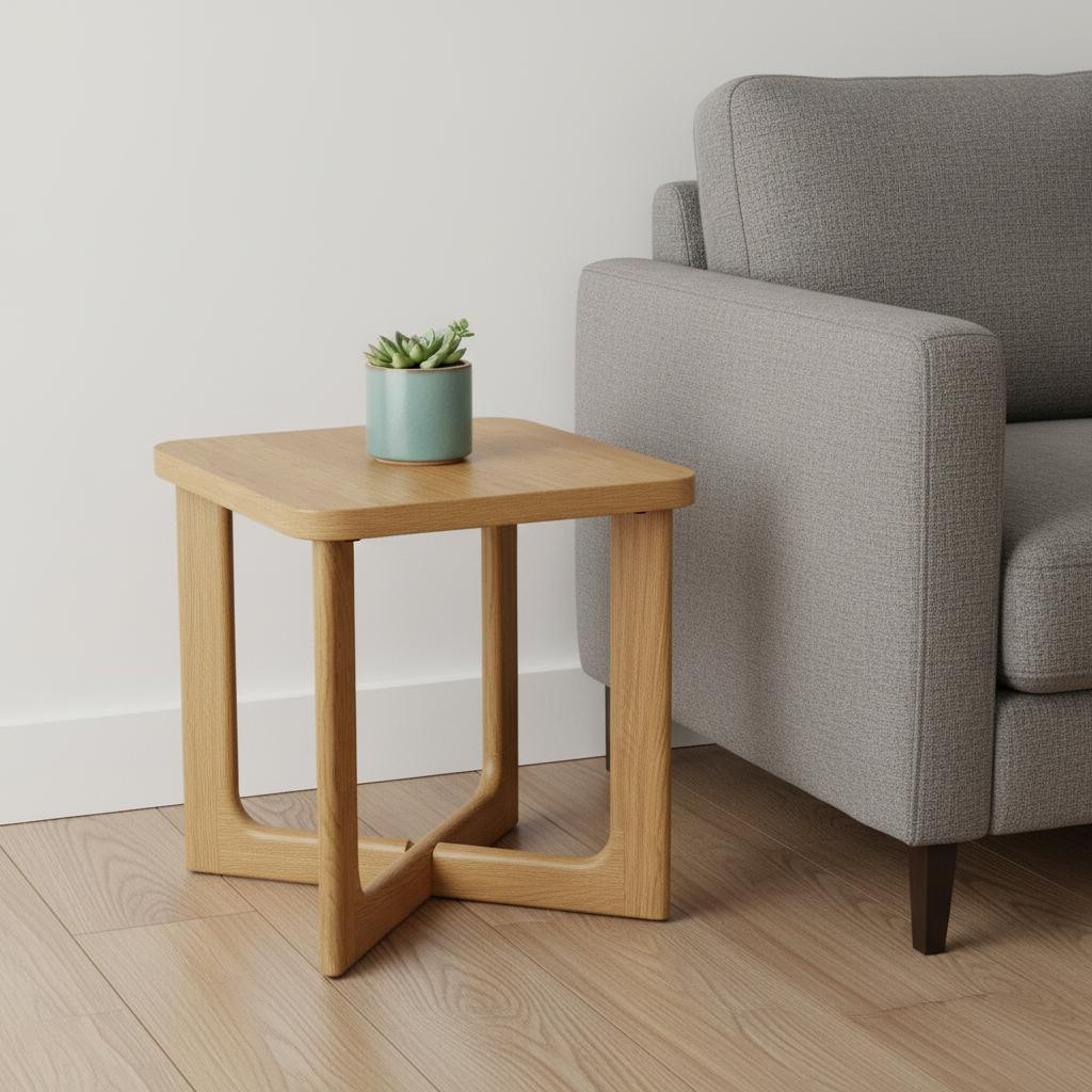 691644 24 in. Natural Wood Square Cross Legs End Table