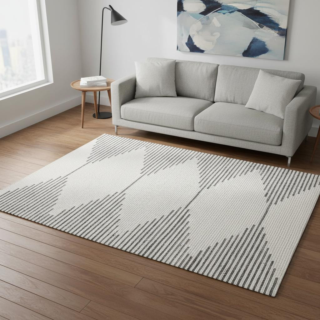 661324 5 x 8 ft. Gray & Beige Geometric Rectangle Area Rug