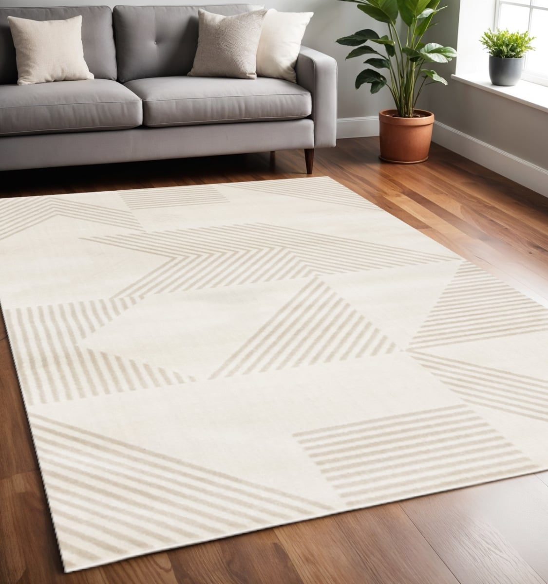 661347 5 x 8 ft. Cream & Beige Geometric Rectangle Area Rug