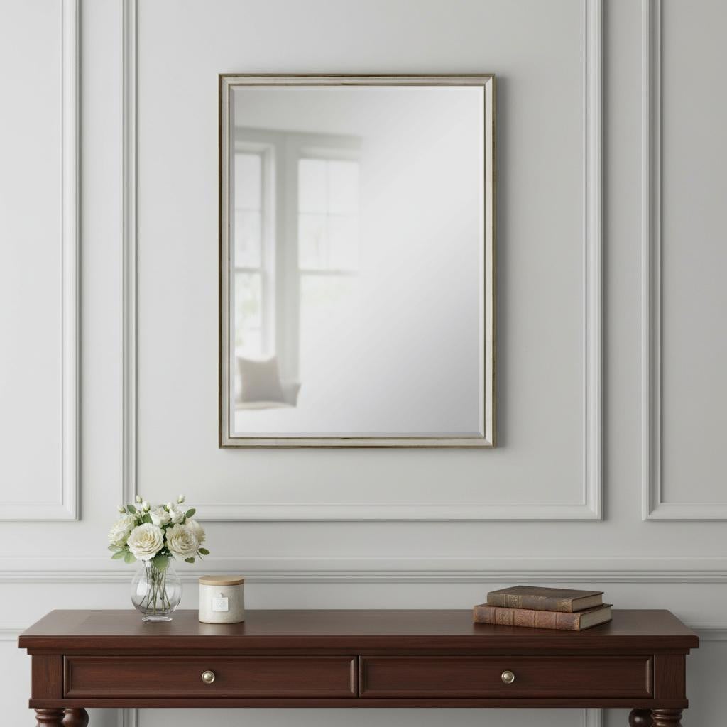 632778 38 in. Silver Wood Accent Mirror