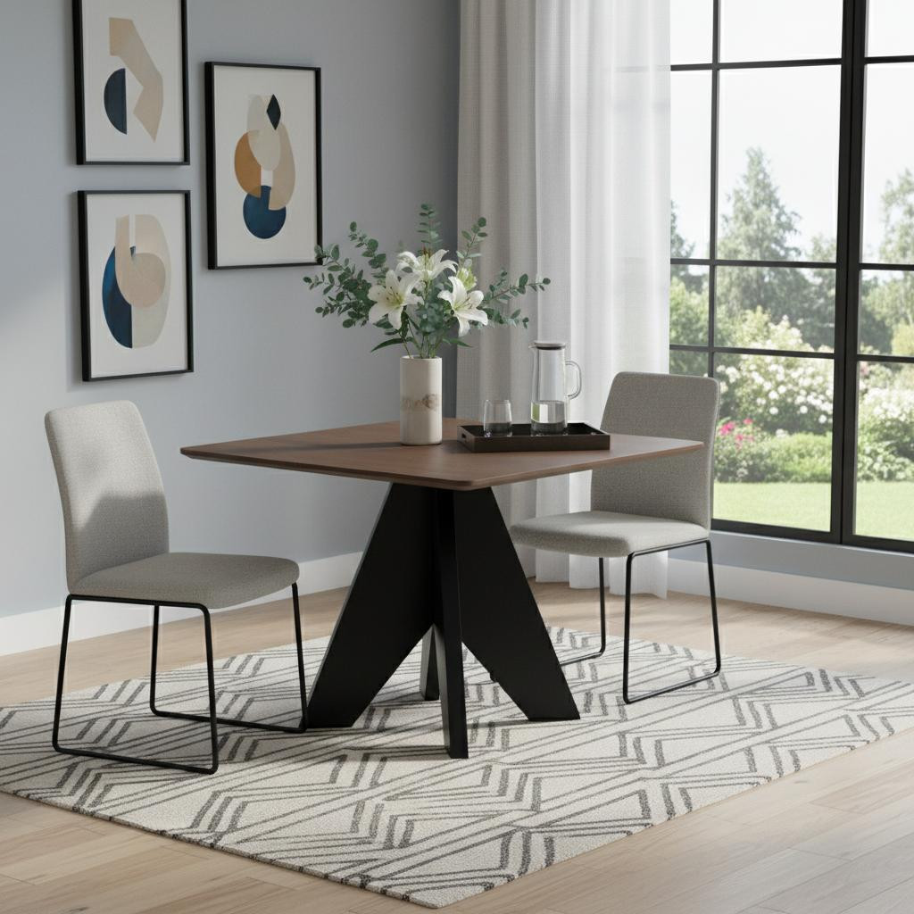 623359 41 in. Espresso Wood Pedestal Base Square Dining Table
