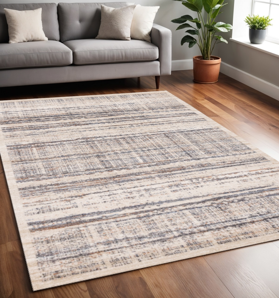 660090 5 x 8 ft. Beige Gray & Brown Abstract Rectangle Area Rug