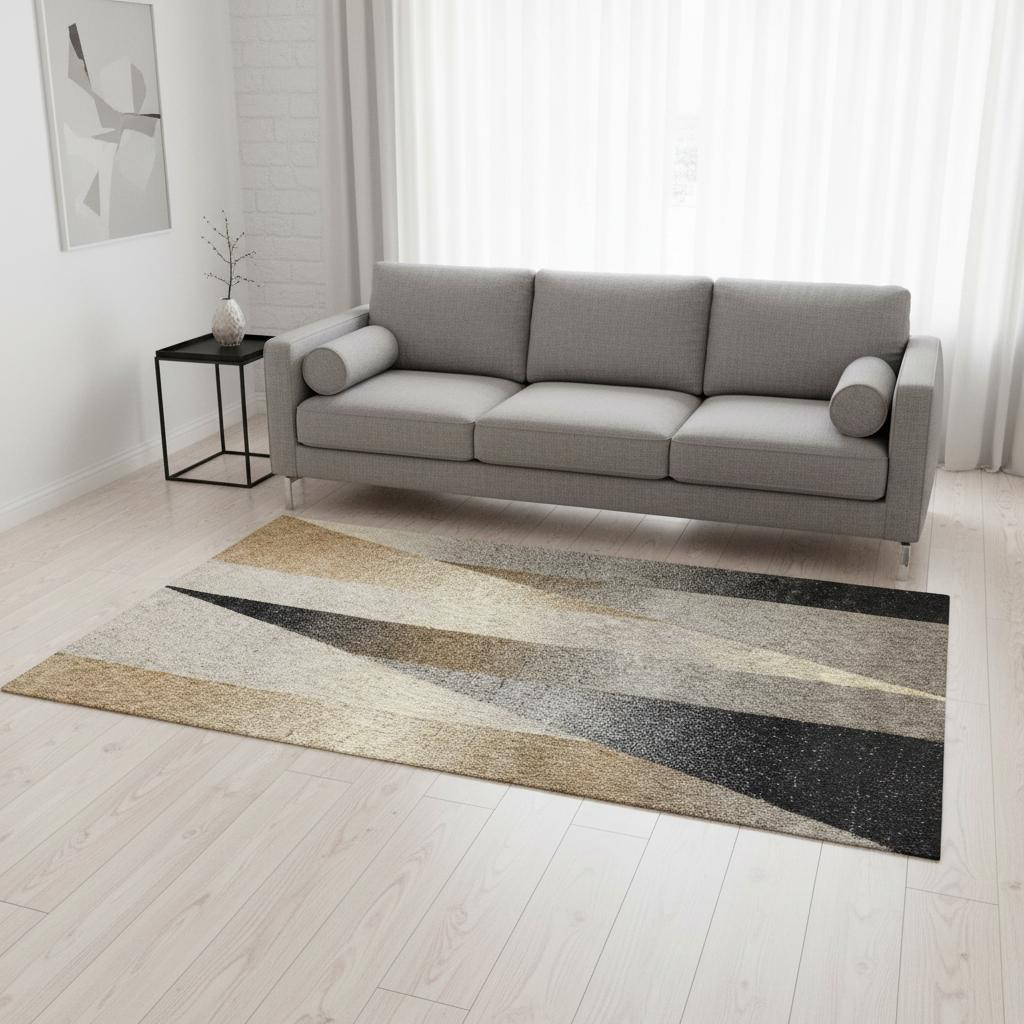 660292 5 x 8 ft. Gray Brown & Beige Geometric Rectangle Area Rug