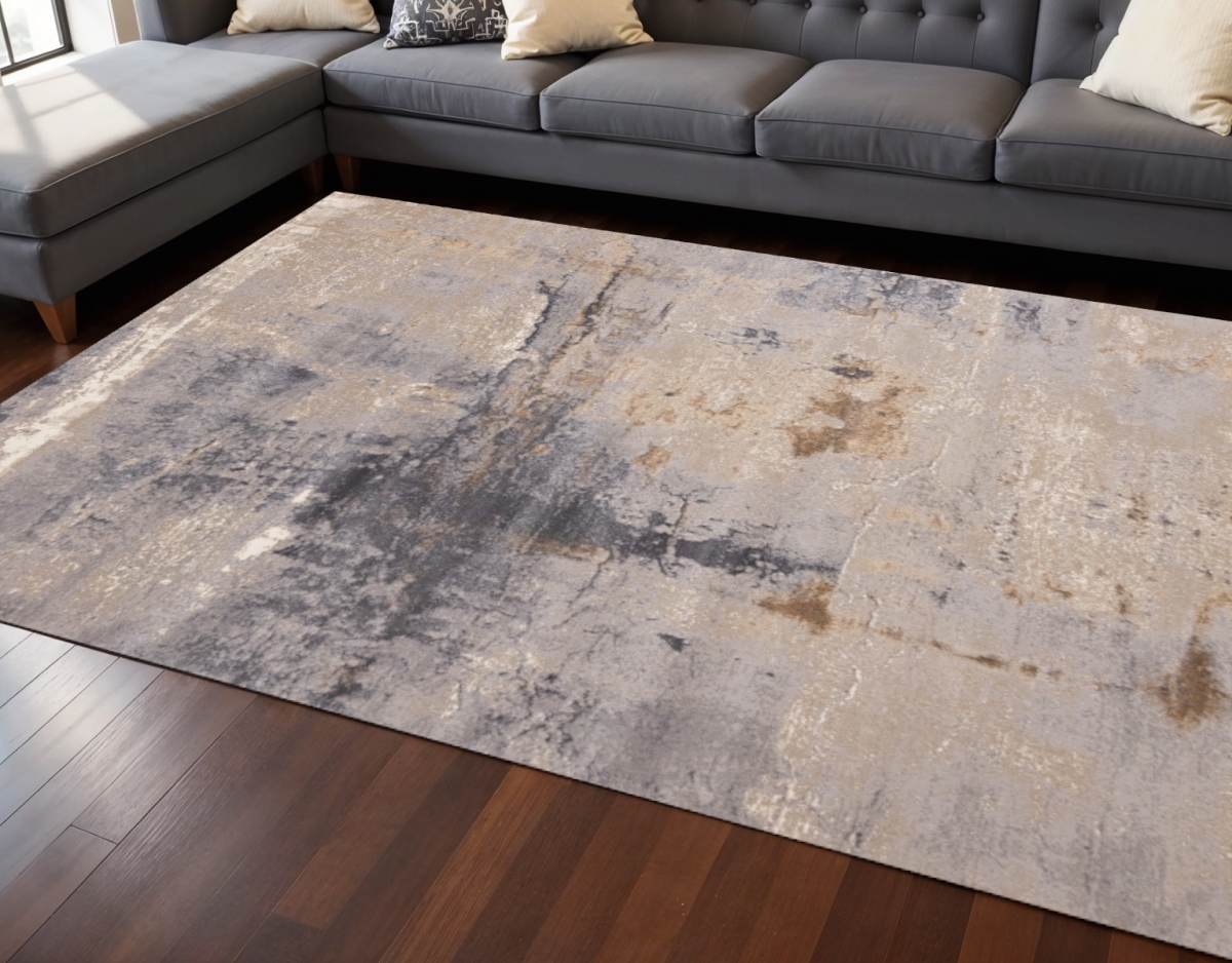 660098 8 x 11 ft. Taupe Brown & Gray Abstract Rectangle Area Rug