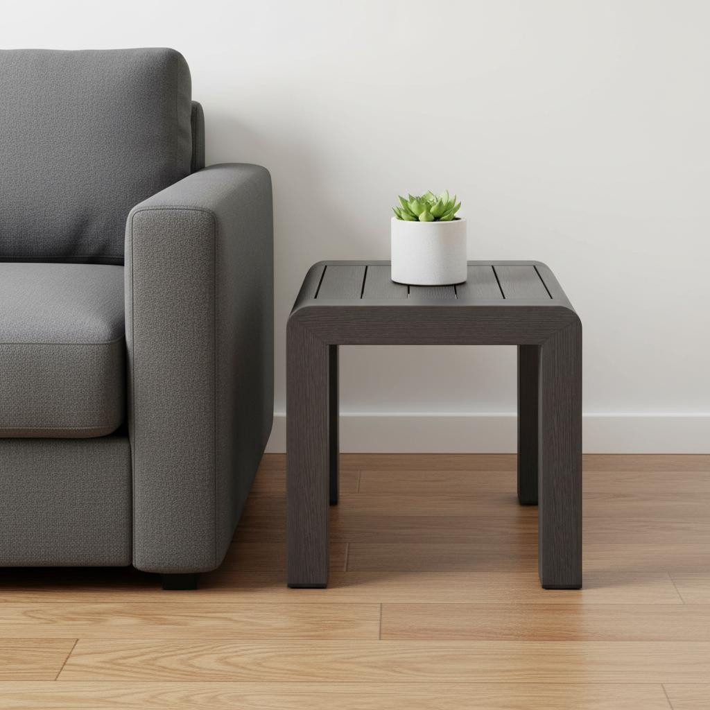 668545 23 in. Black Aluminum Square Outdoor Side Table