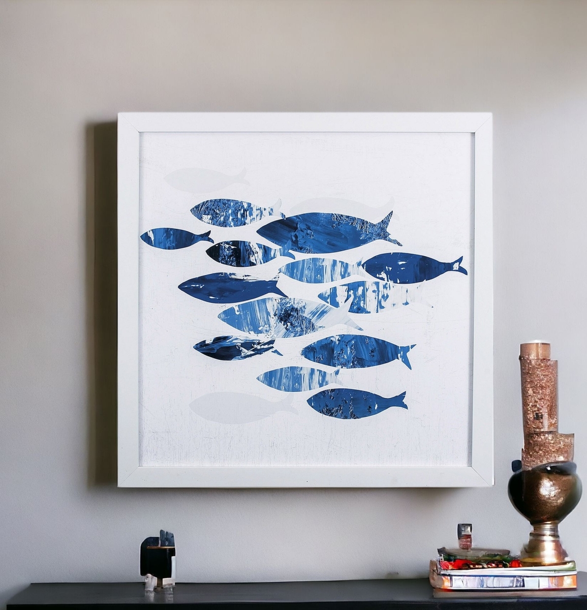 395665 Marble Blue School of Fish 2 Wall Art