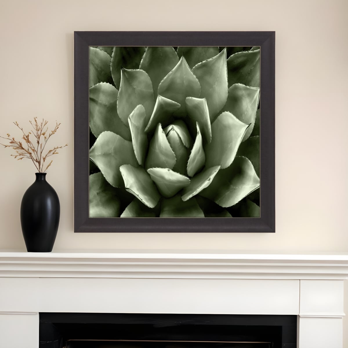 527046 Green Succulent II Brown Framed Print Wall Art