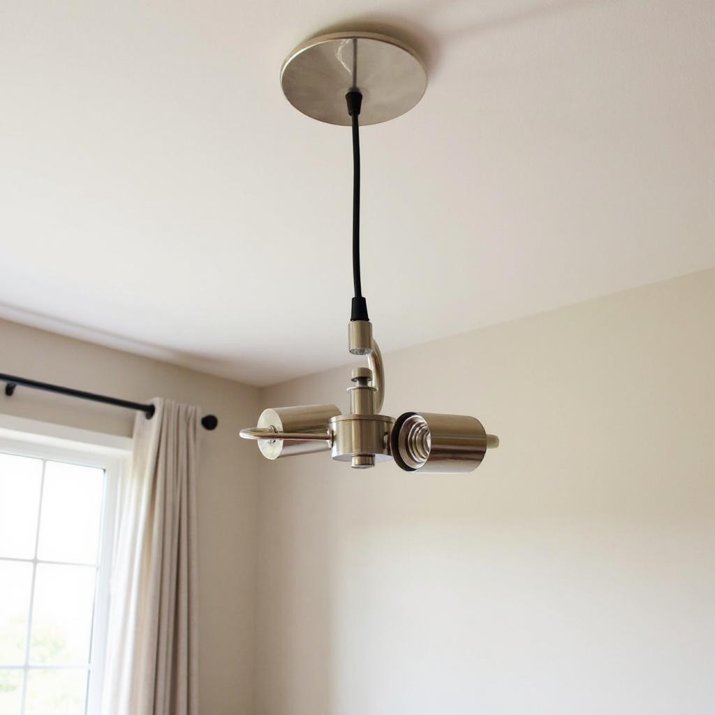 492030 Brass Bulb Two Light Metal Chandelier