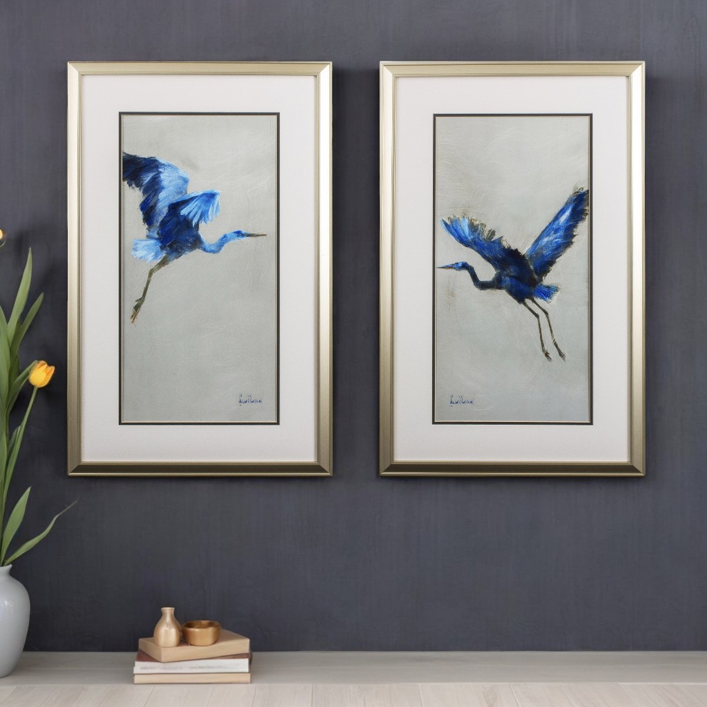 472100 Blue Heron Framed Art, Set of 2
