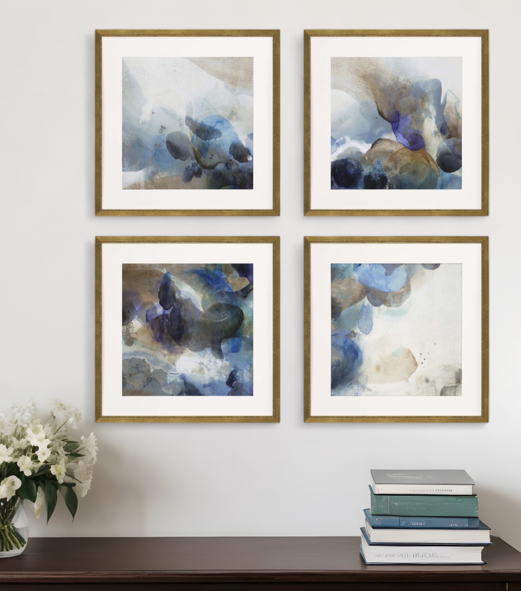 474048 Pebbles Gold Framed Print Wall Art, Set of 4