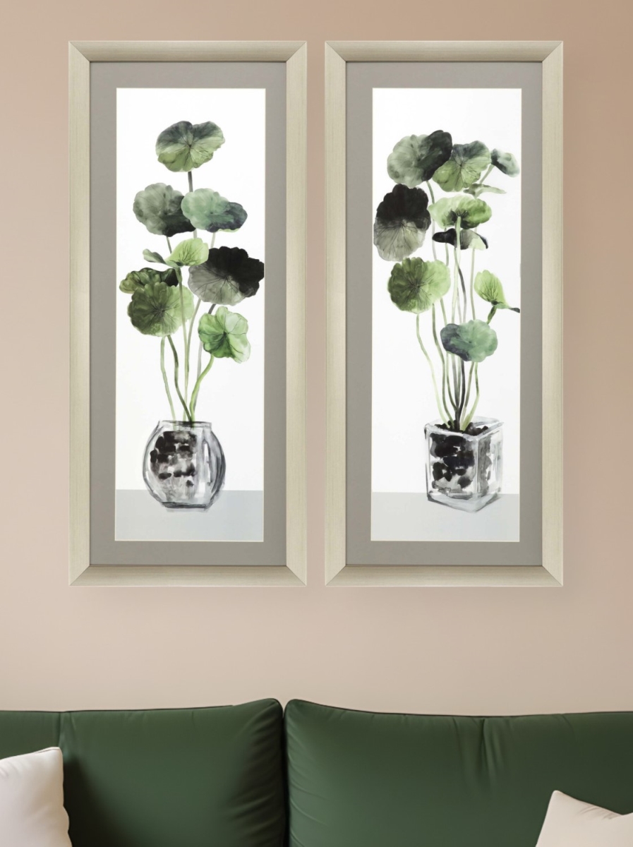 474086 Simple Glass Silver Framed Print Wall Art, Set of 2