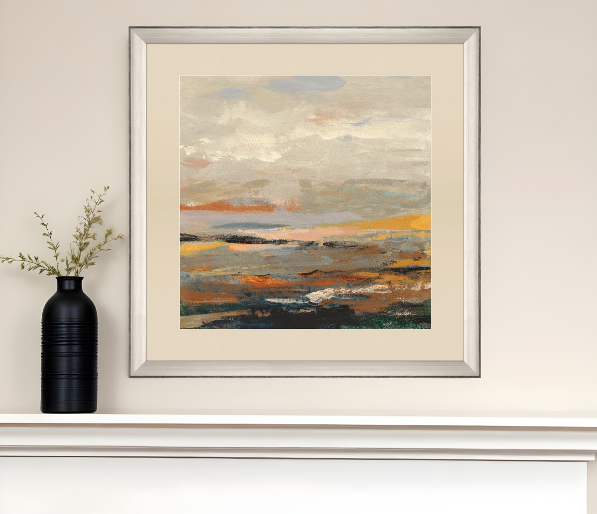 525841 Warm Bay I Silver Framed Print Wall Art