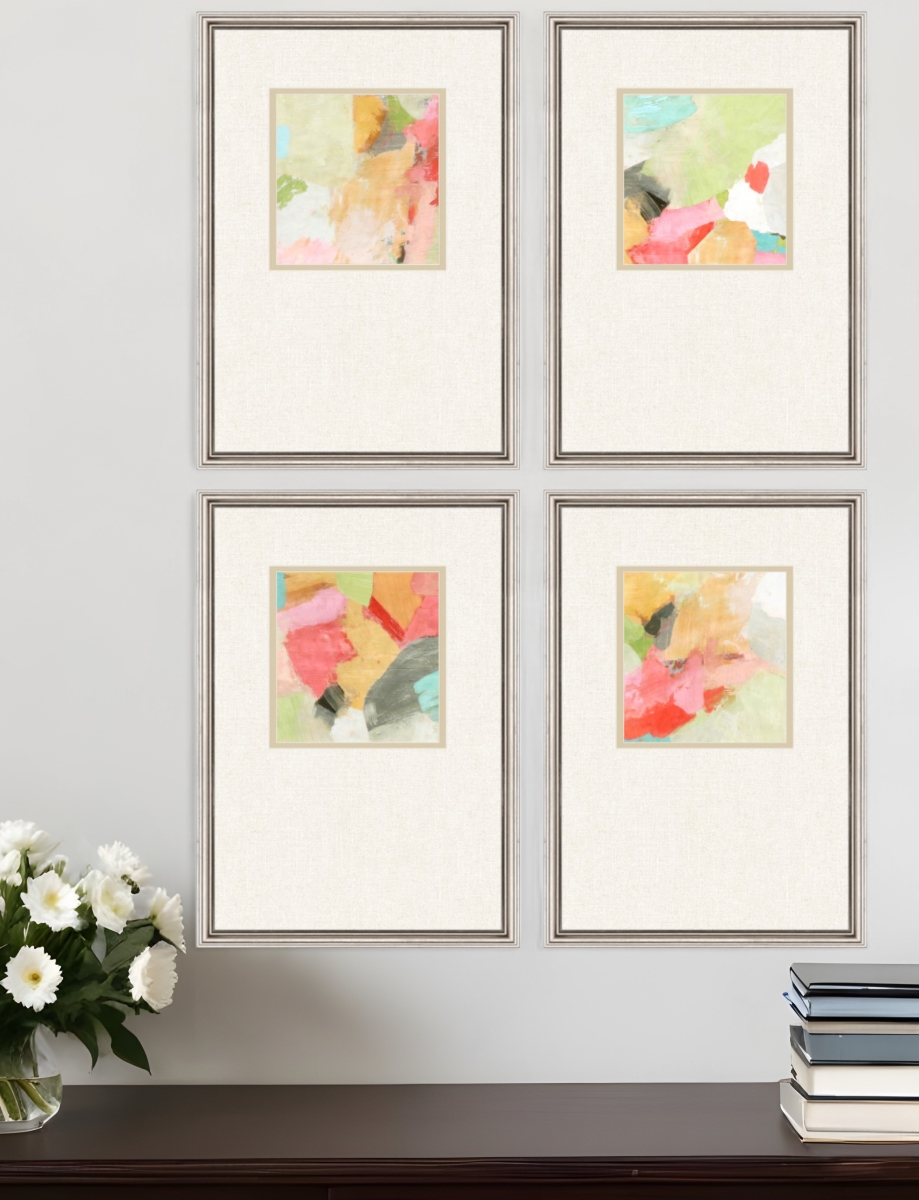526045 Pastel Splash Silver Framed Print Wall Art, Set of 4