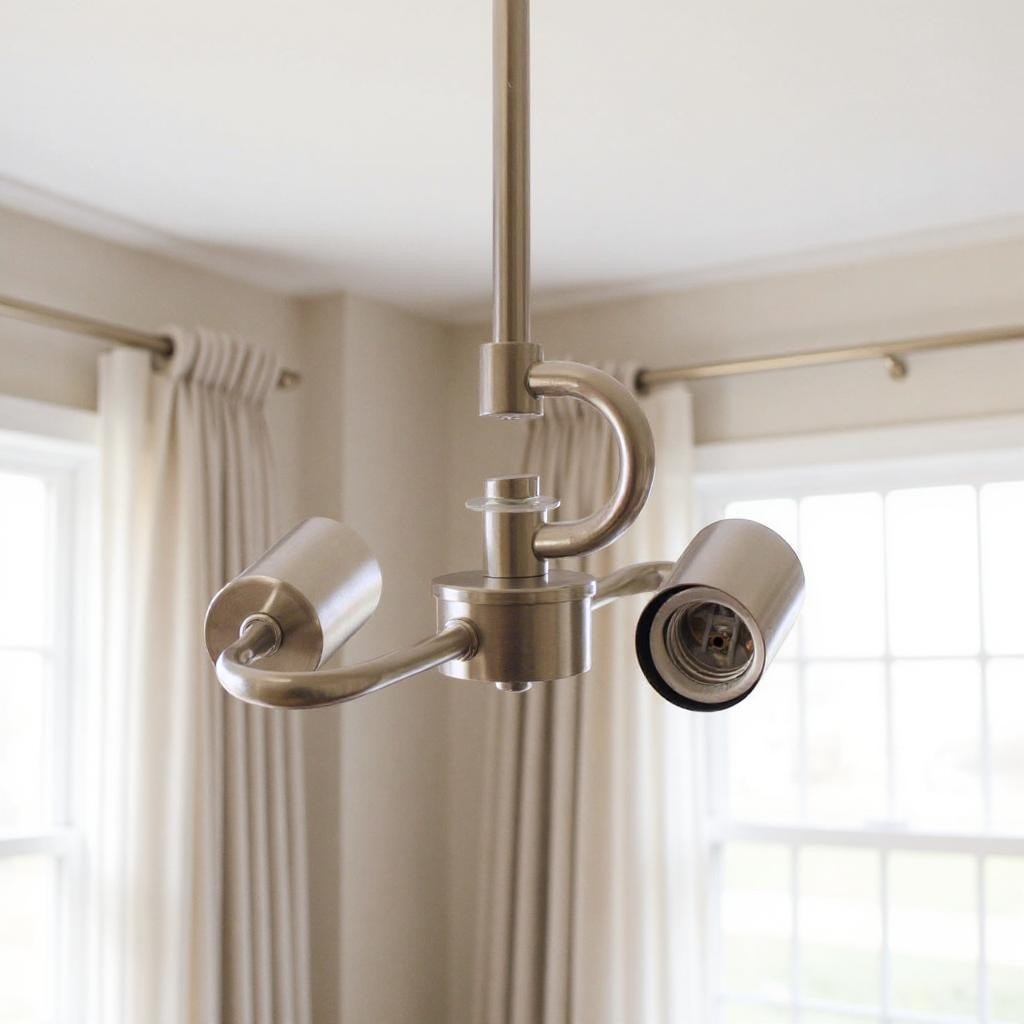 492036 Nickel Bulb Two Light Metal Chandelier
