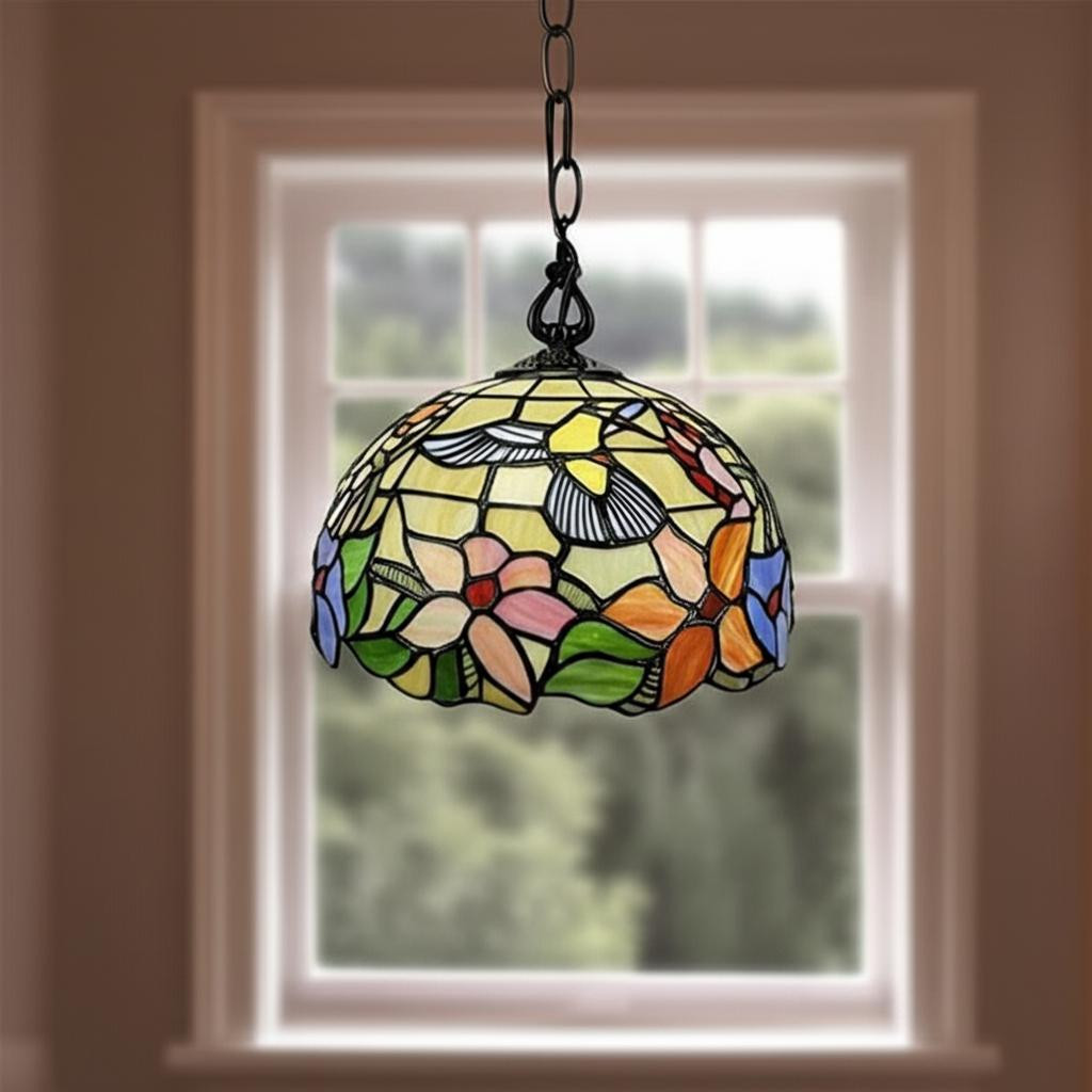 478308 Red & White Unique Statement Glass Dimmable Chandelier with Shades