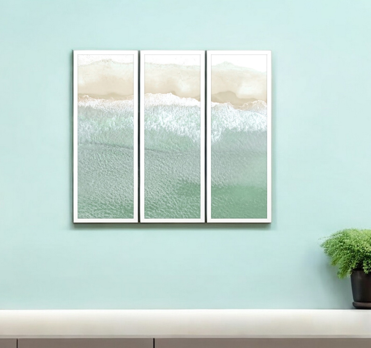 558202 On the Shore White Framed Wall Art, Set of 3