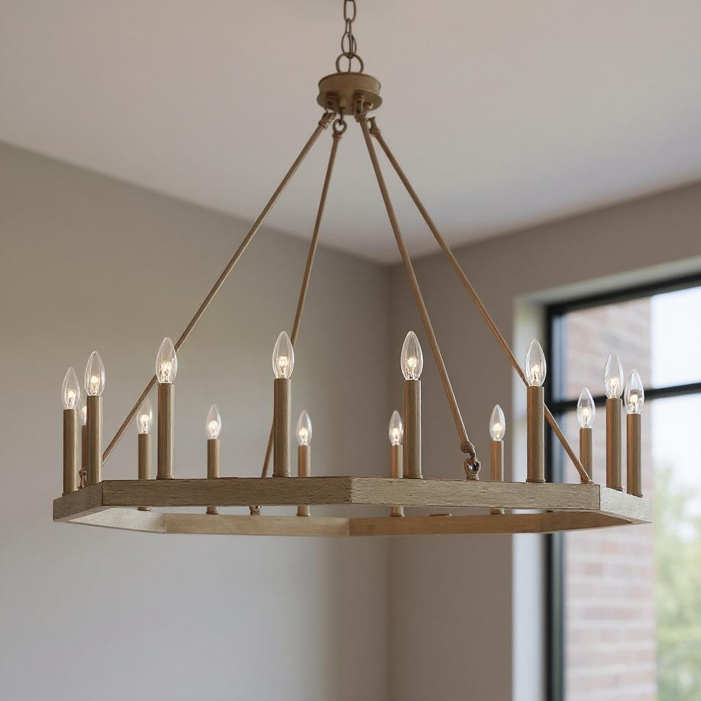 482820 Brass Candle Style Multi Light Metal Dimmable Chandelier