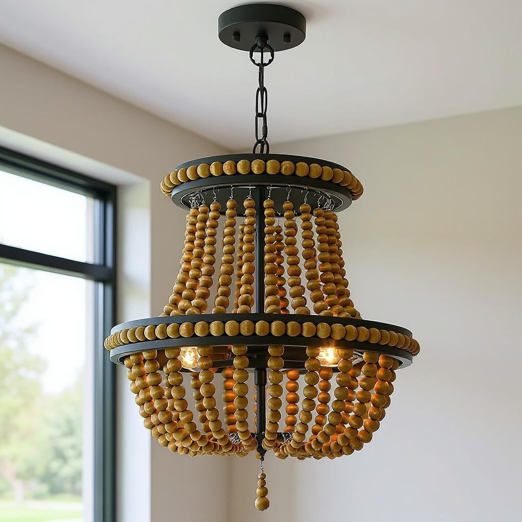 483939 Brown & Black Candle Style Three Light Metal Dimmable Chandelier