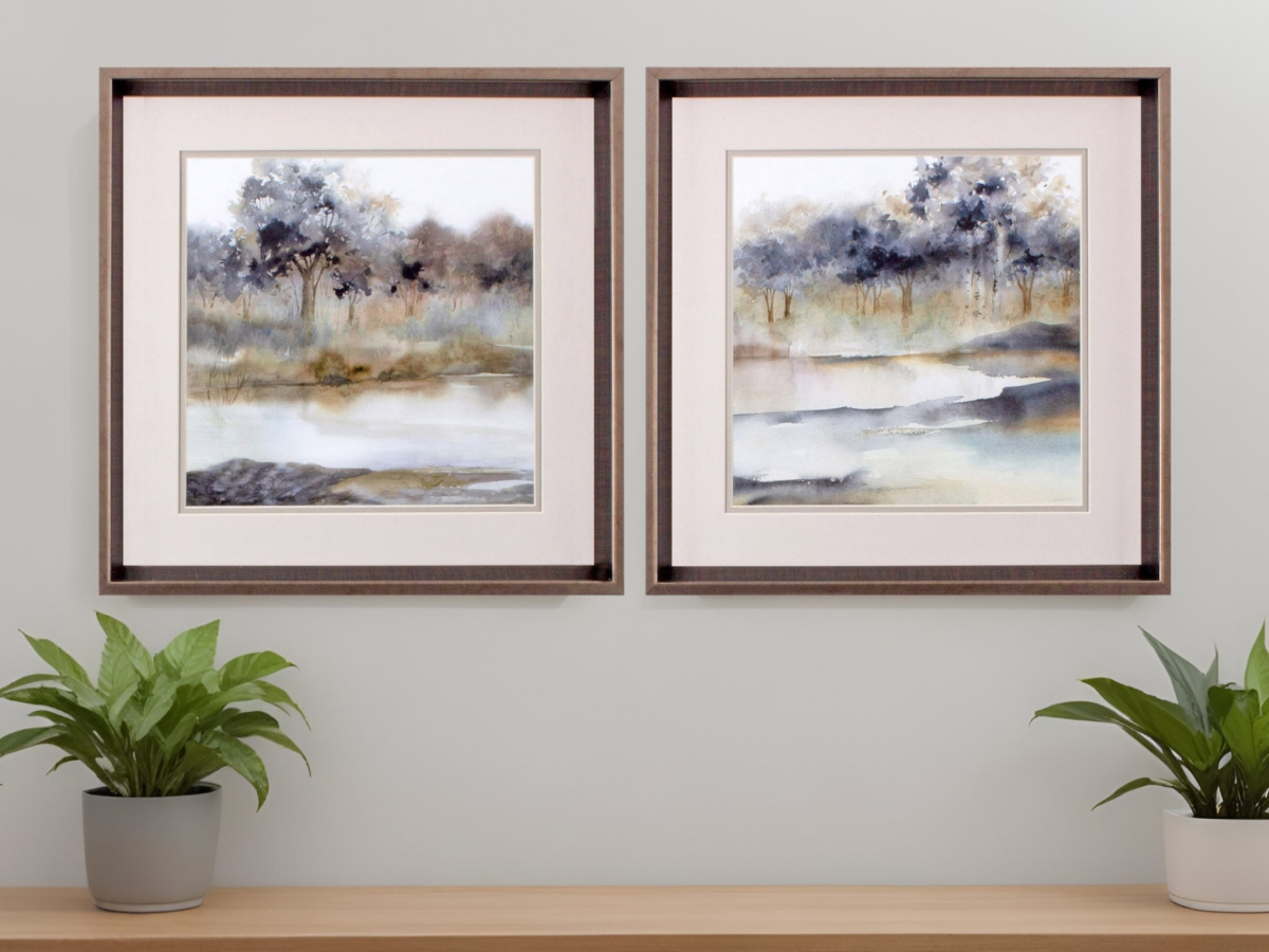 484177 Silent Waters Bronze Framed Print Wall Art, Set of 2