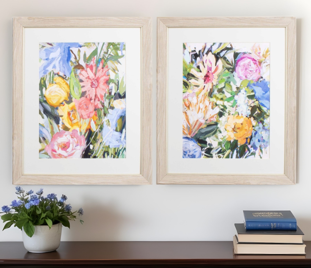 521460 Flora Botanic Brown Framed Print Wall Art, Set of 2