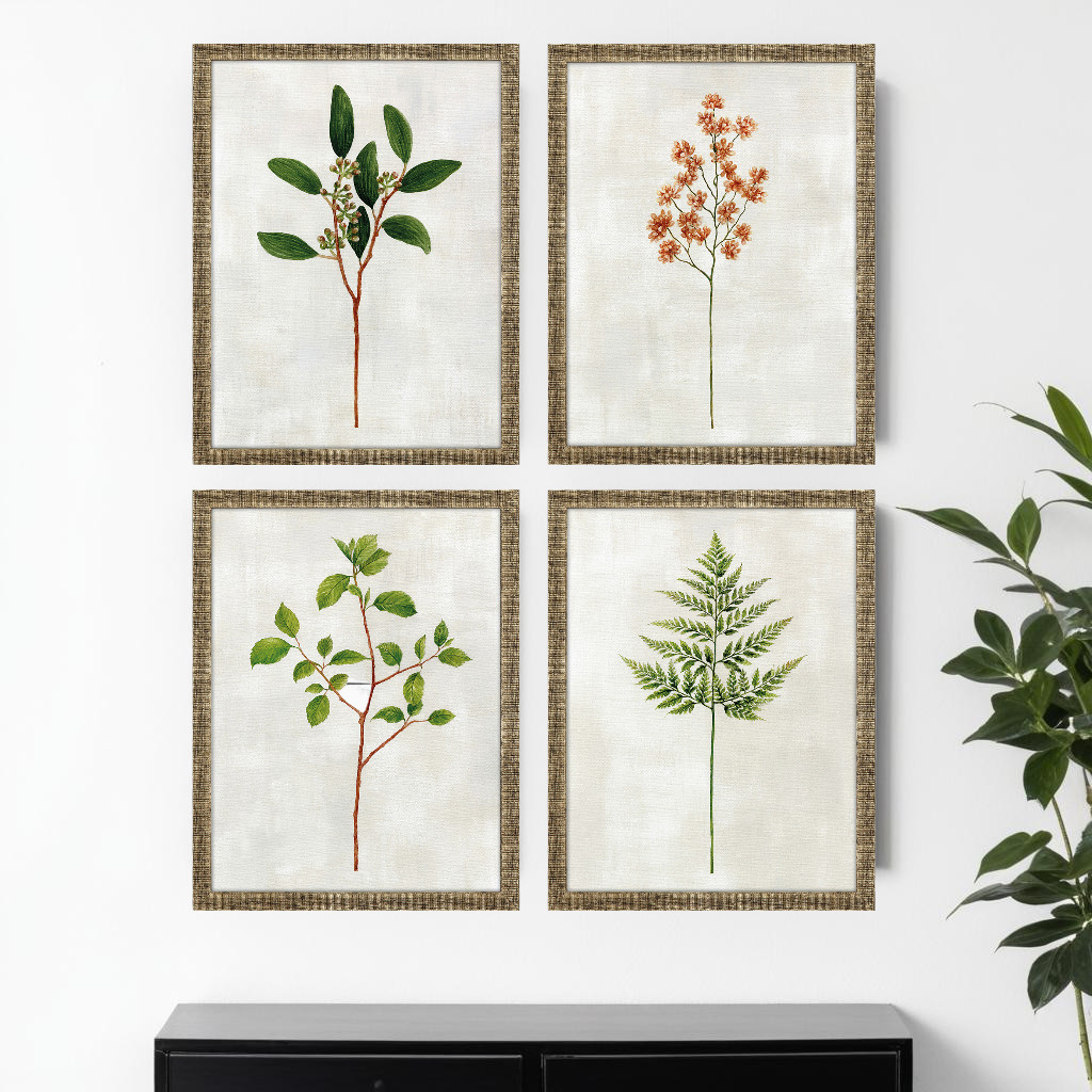 526121 Botanical I Gold Framed Print Wall Art, Set of 4