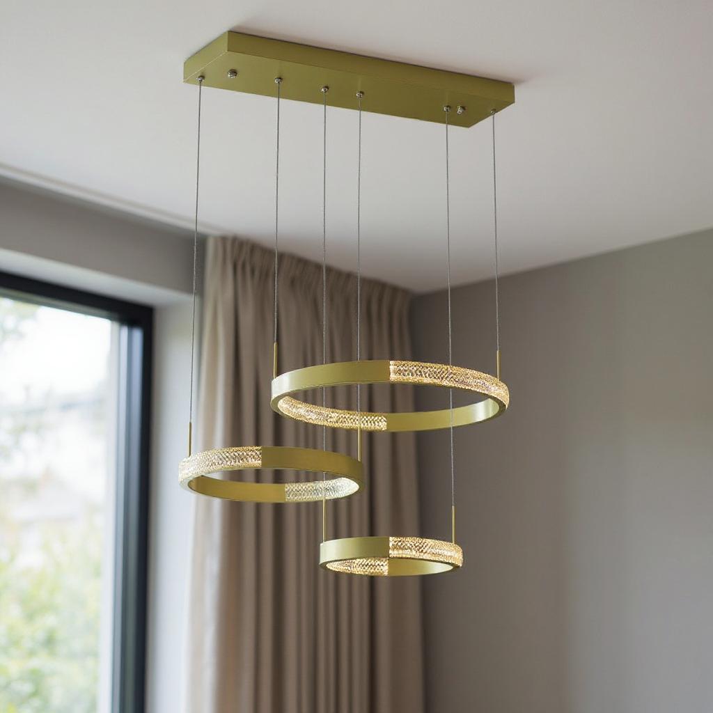 483971 Gold Candle Style Three Light Metal LED Dimmable Chandelier
