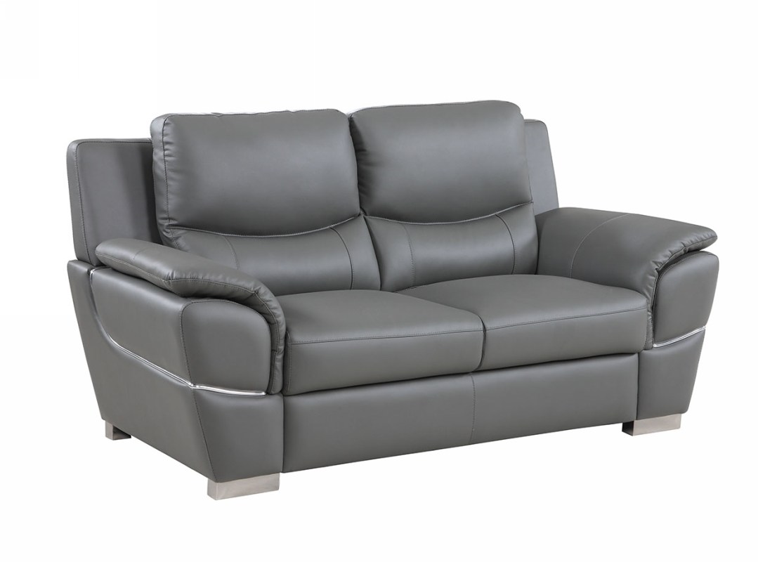 Chic Leather Loveseat, Grey - 37 in.