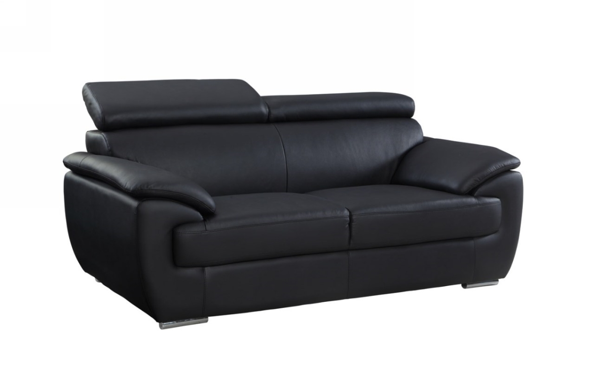 Captivating Leather Loveseat, Black - 32-38 in.
