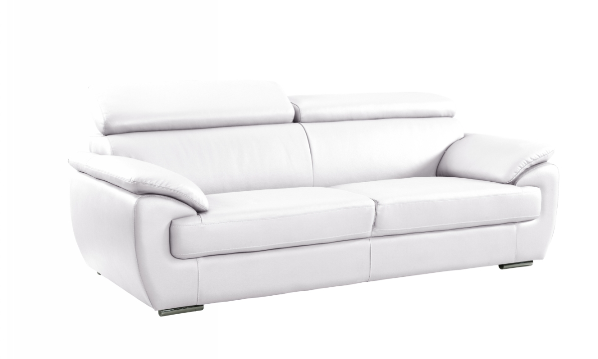 Captivating Leather Sofa, White - 86 in.