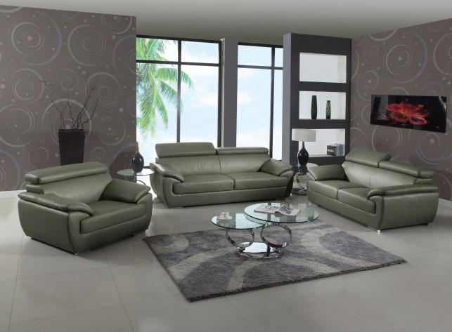 Captivating Leather Sofa, Grey - 86 in.