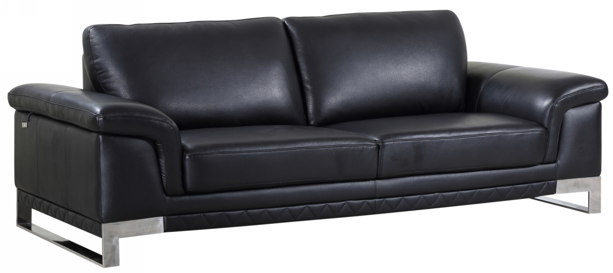 Lovely Leather Sofa, Black - 32 in.