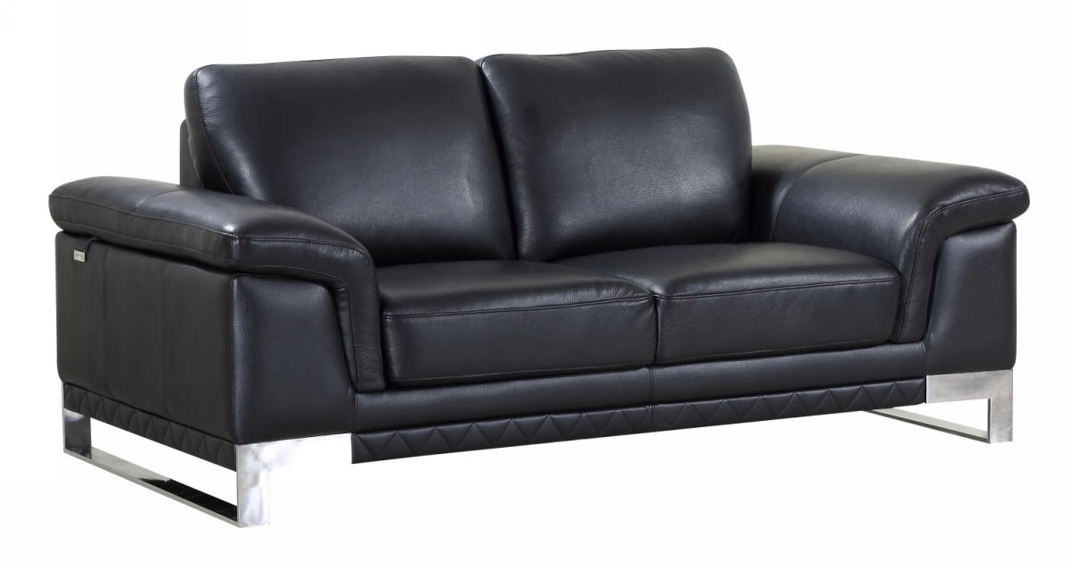 Lovely Leather Loveseat, Black - 32 in.