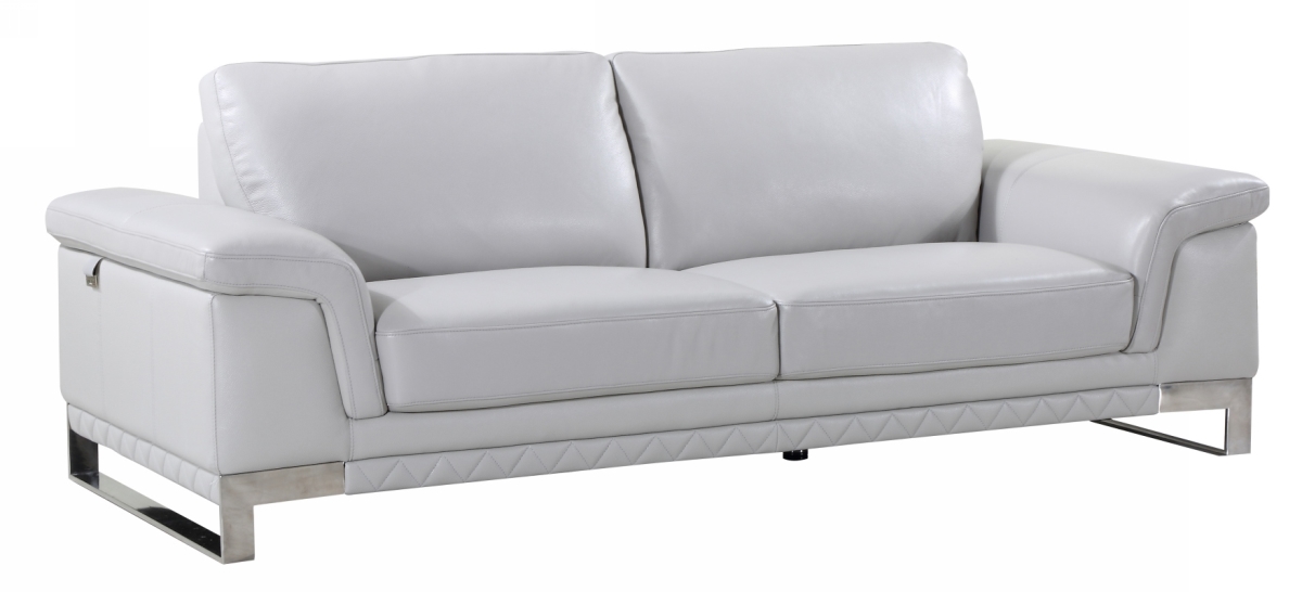 Lovely Leather Sofa, Light Grey - 32 in.