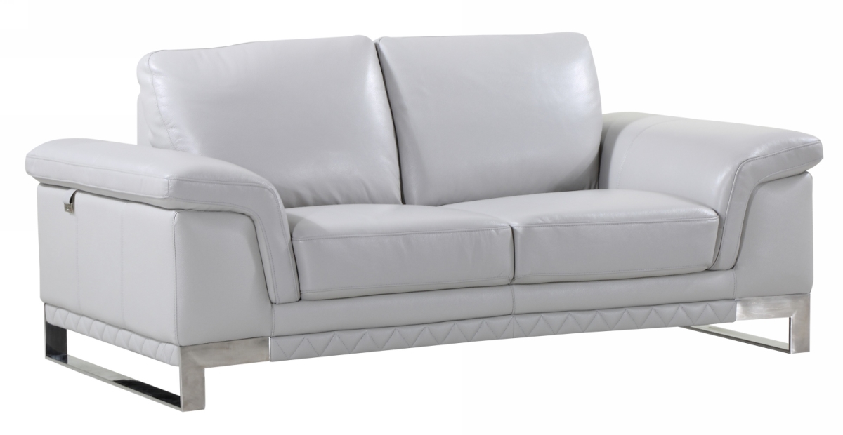 Lovely Leather Loveseat, Light Grey - 32 in.