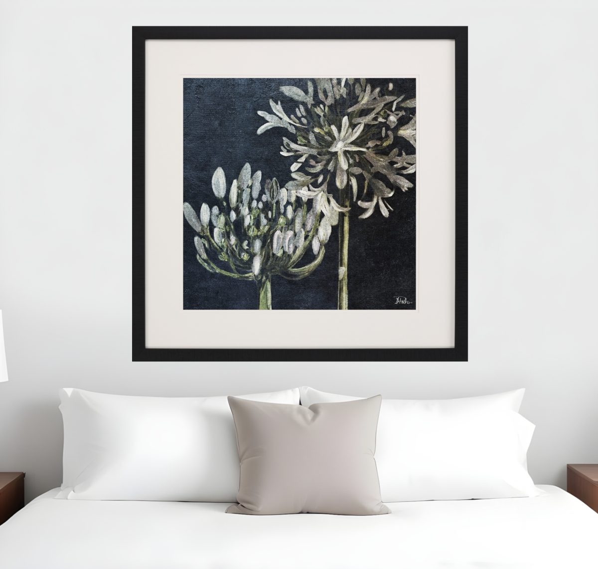 525916 Midnight Lilies II Black Framed Print Wall Art