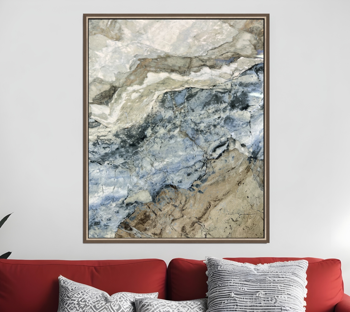 526033 Stone Modern Abstract Champagne Gold Floater Frame Print Wall Art