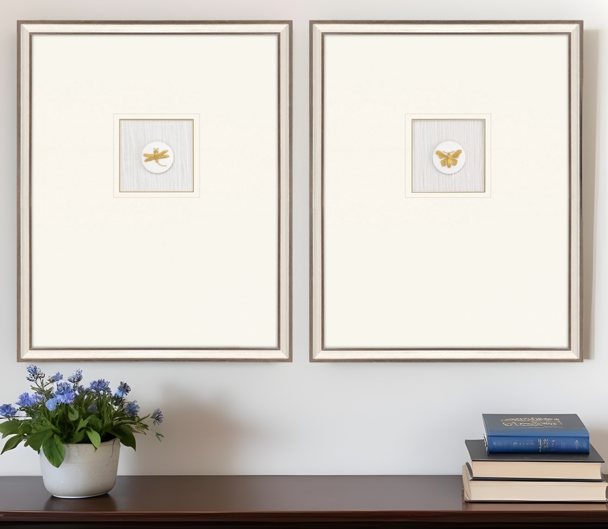 526065 Insect Intaglio II Silver Framed Print Wall Art, Set of 2