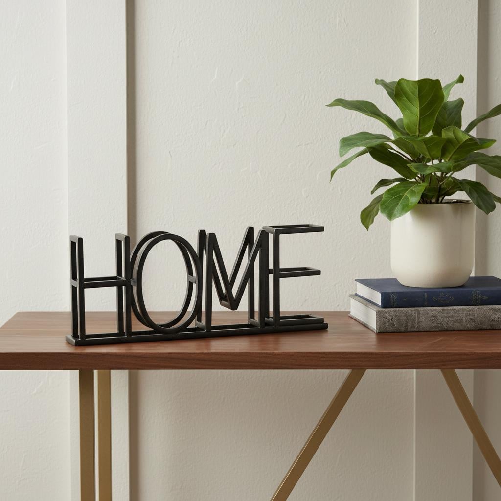 635391 11 in. Black Metal Home Tabletop Sign