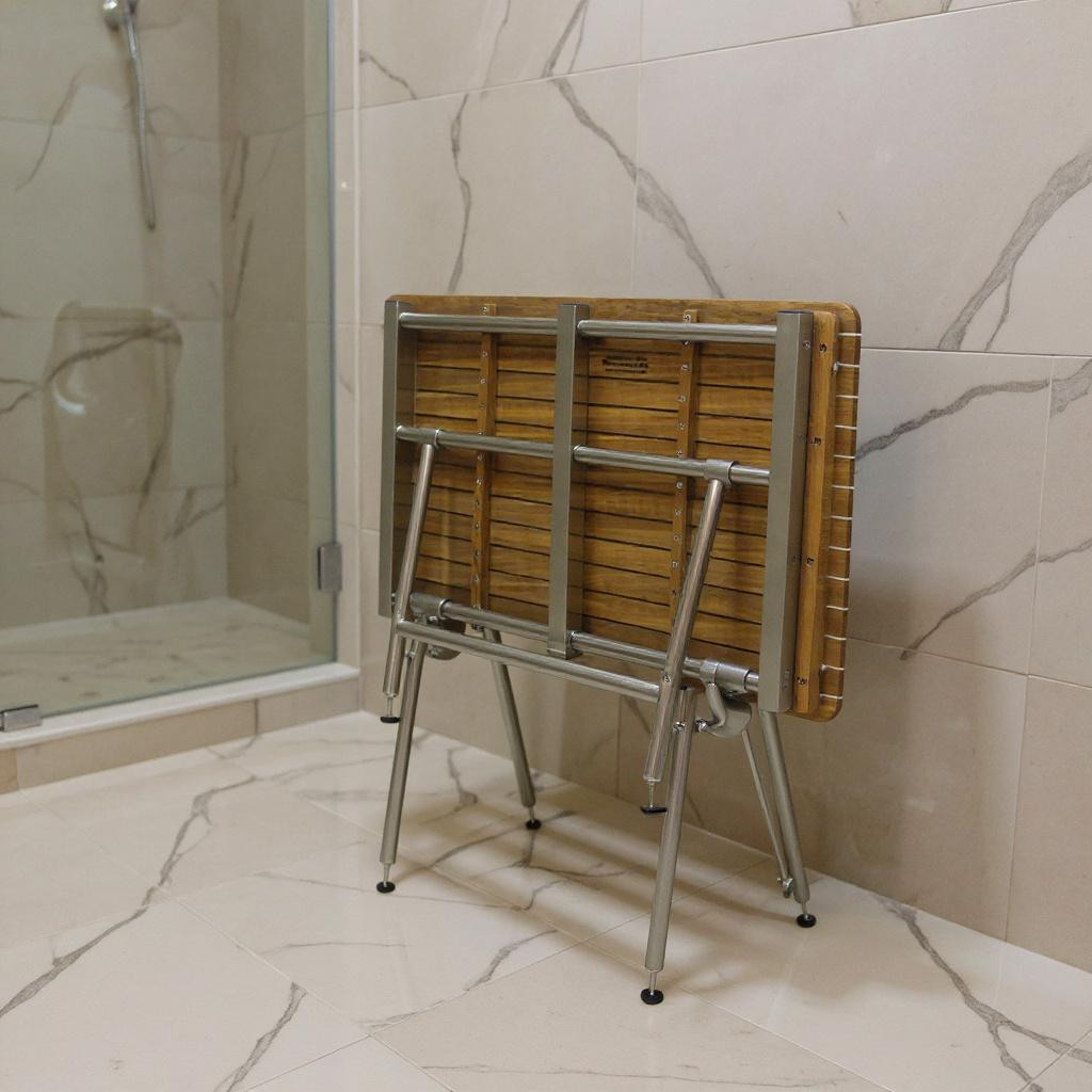 549365 18 x 40 in. Brown Teak Rectangular Shower Bench