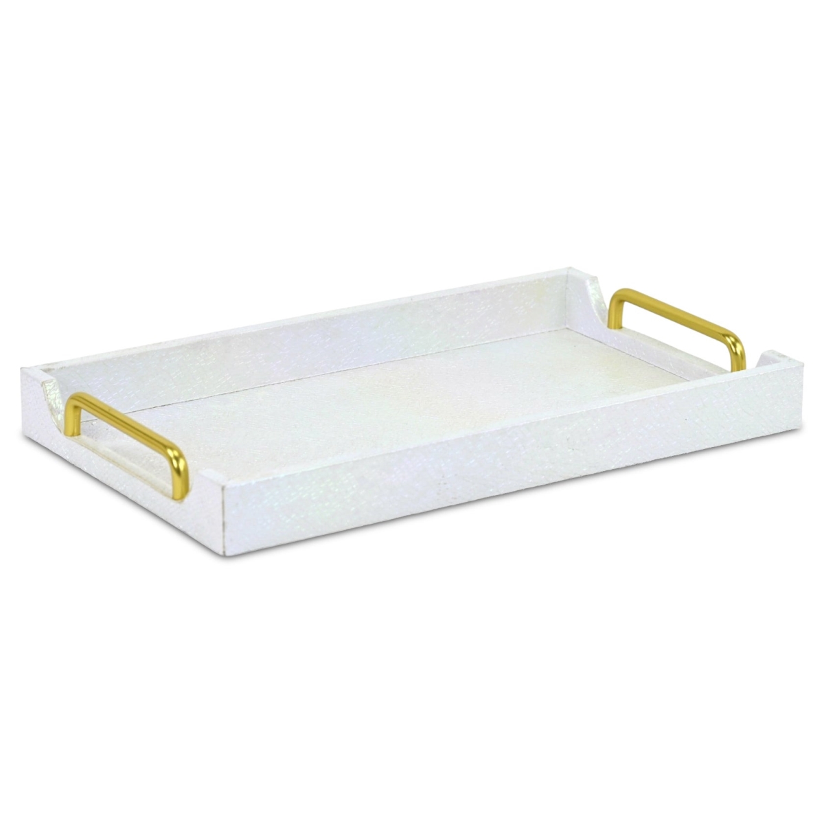 Picture of HomeRoots 713551 16 in. White Faux Shagreen Serving Tray with Handles