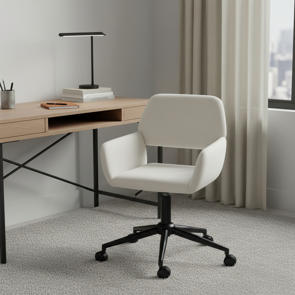 719200 Beige & Black Adjustable Height Swivel Rolling Office Chair