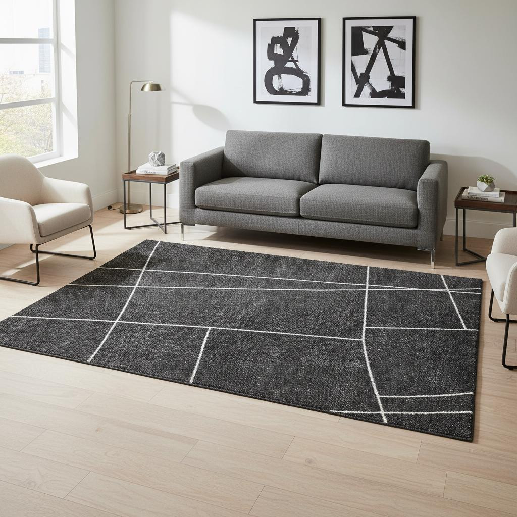 660275 5 x 8 ft. Gray & White Abstract Rectangle Area Rug