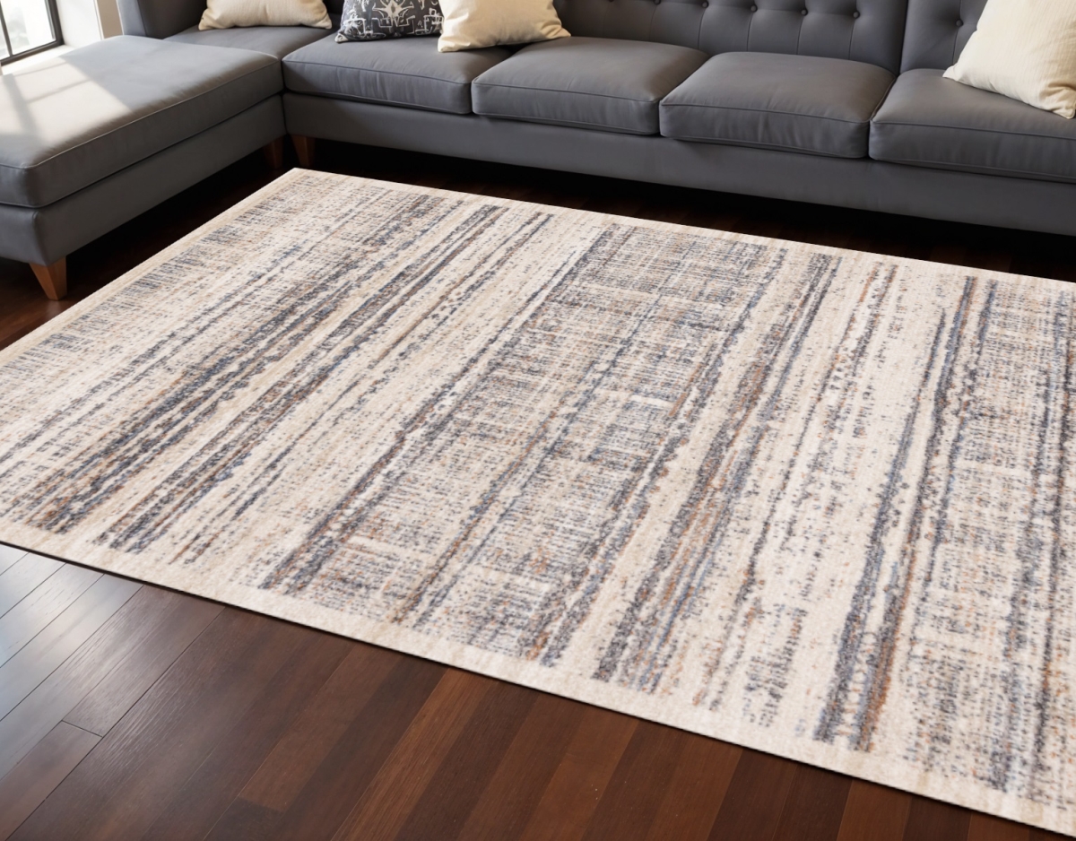 660091 8 x 11 ft. Beige Gray & Brown Abstract Rectangle Area Rug