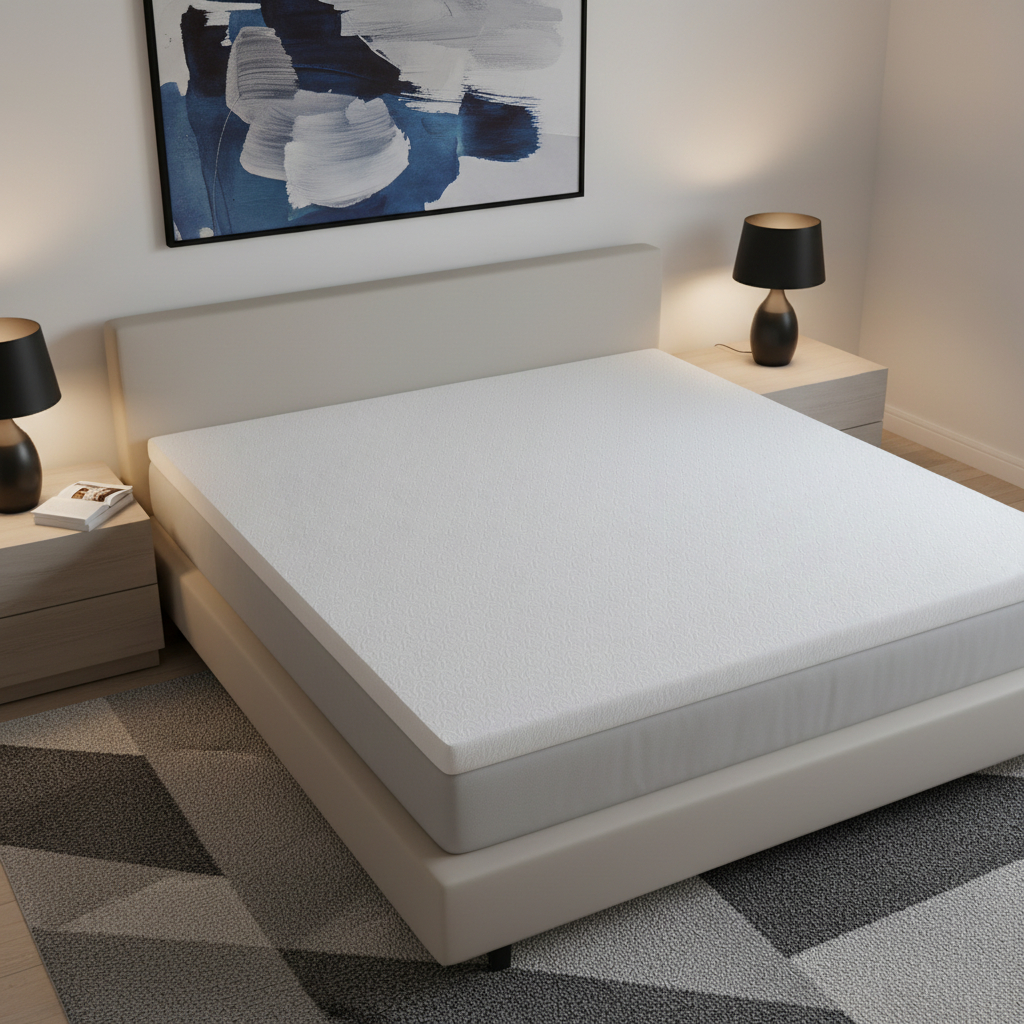 711950 3 in. White Gel Memory Foam King Size Mattress Topper