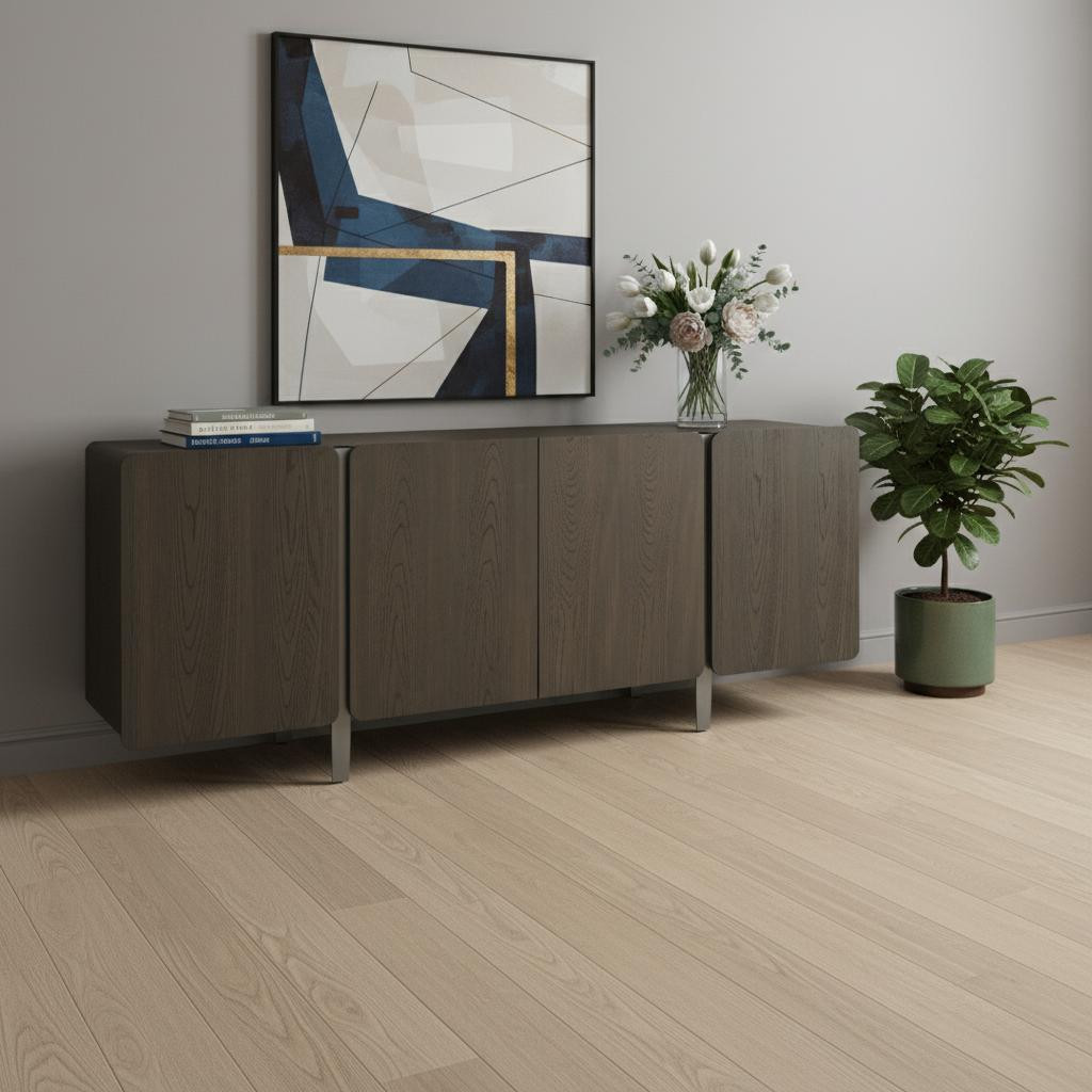719400 79 in. Light Gray Wood Sideboard with Four Doors