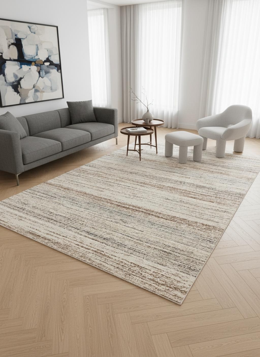 660033 5 x 8 ft. White & Orange Abstract Rectangle Area Rug