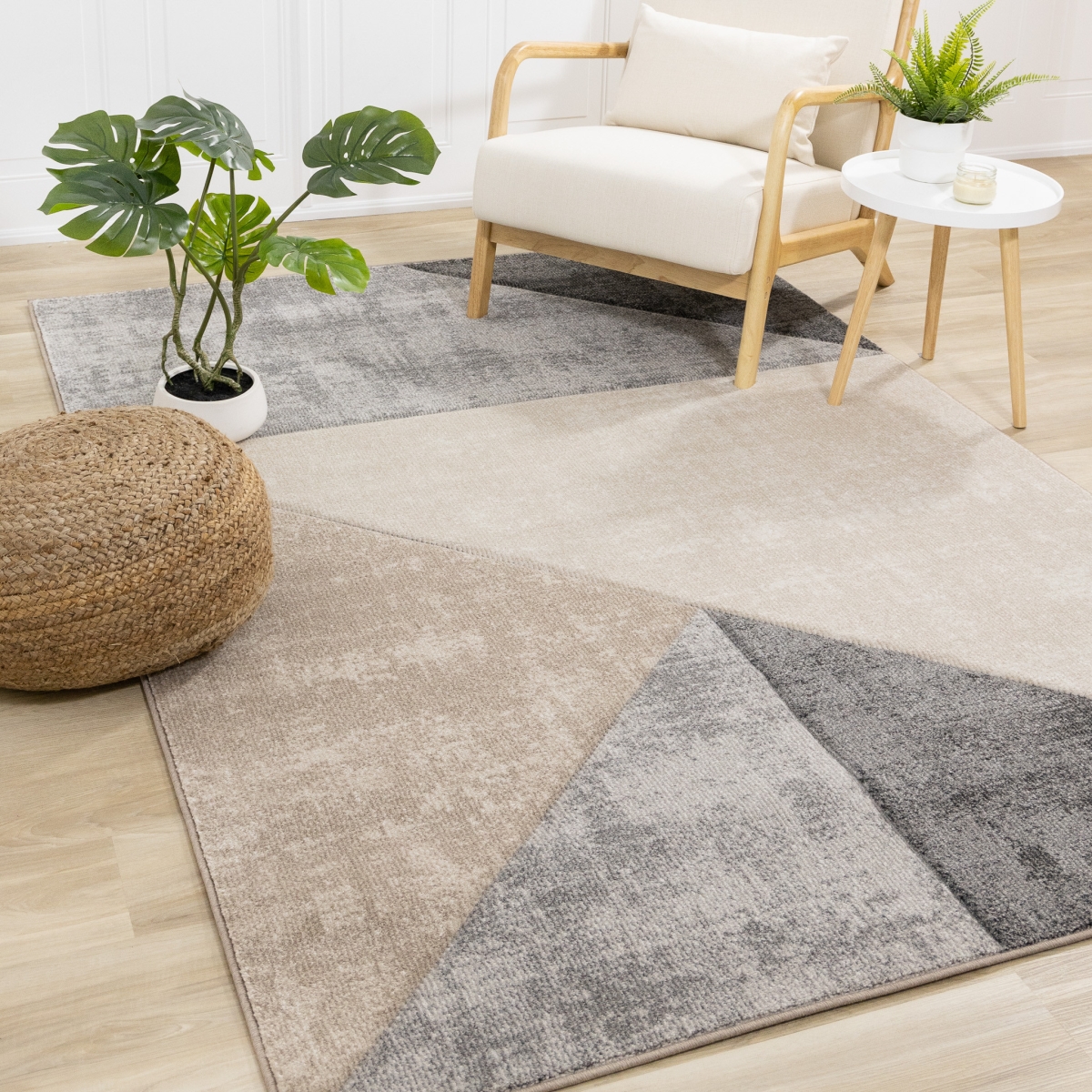 661362 8 x 11 ft. Modern Machine Made Geometric Rectangle Area Rug, Gray & Beige