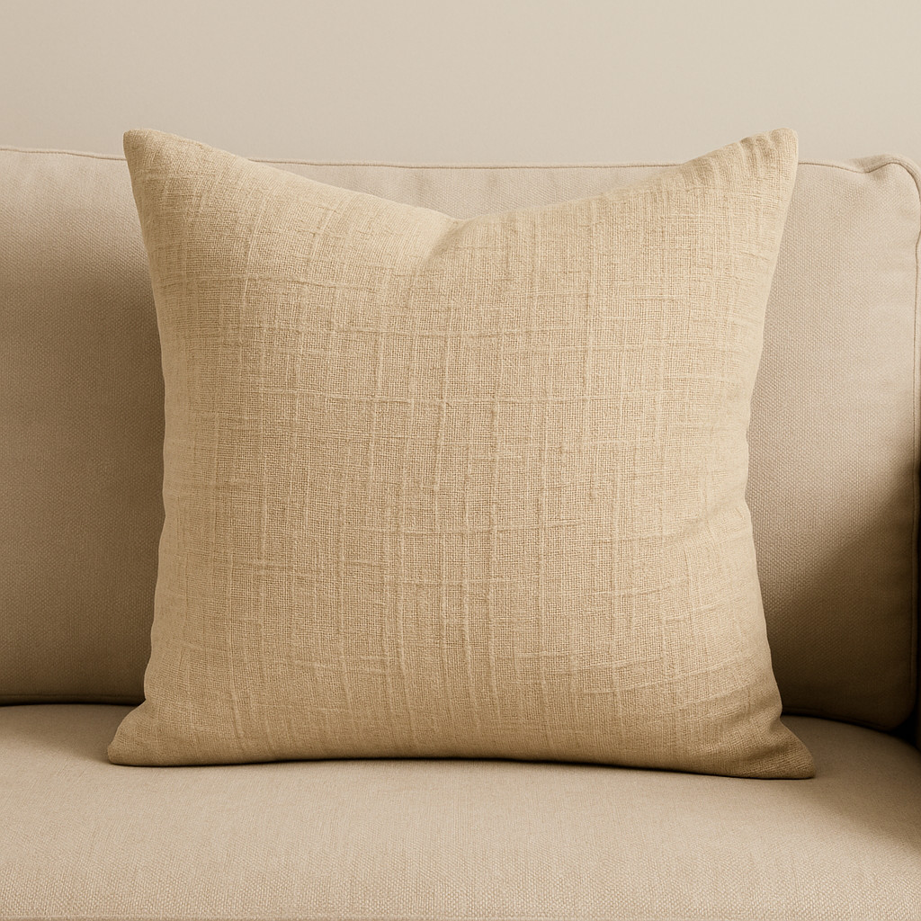 608201 22 in. Beige Cotton Blend Throw Pillow Cover with Texture